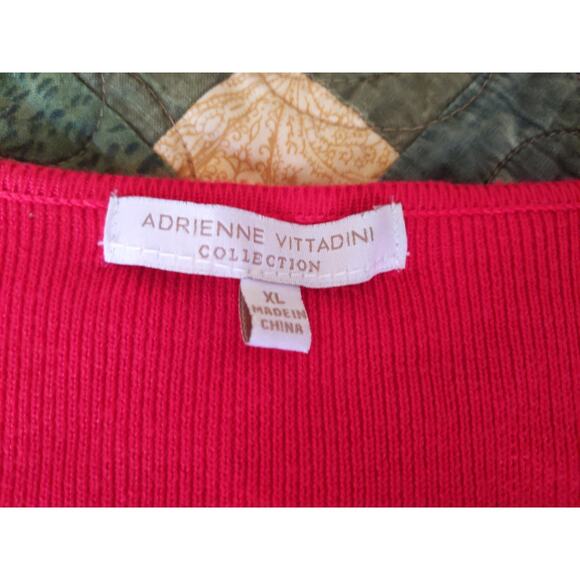 Adrienne Vittadini Women's XL Colorblock Sweater Red Tan Black Size Knit Stretch - Picture 4 of 7